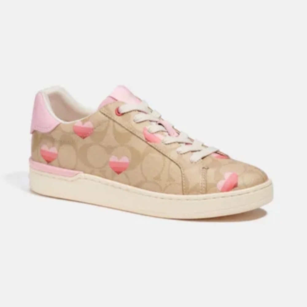 Coach Pink and Cream Heart Sneakers